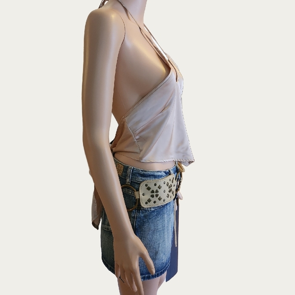 Princess Polly BEIGE/Rose Asymmetrical Backless Crop Top NWT - Picture 7 of 9